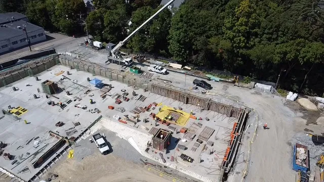 Pouring concrete for lower level of project